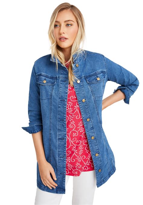 Jessica London - Jessica London Women's Plus Size Long Denim Jacket ...