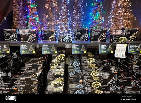 Christmas LED lights for sale at a garden centre Stock Photo - Alamy