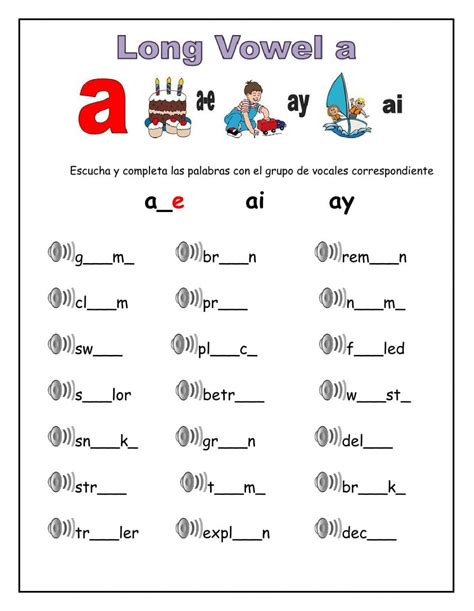 Long Vowel A Worksheets - WorksheetsCity