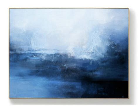 Large Sky Abstract Painting, Dark Blue Ocean Painting, Original ...