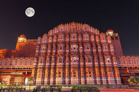 Premium Photo | Hawa Mahal or the Palace of winds, night facade view ...