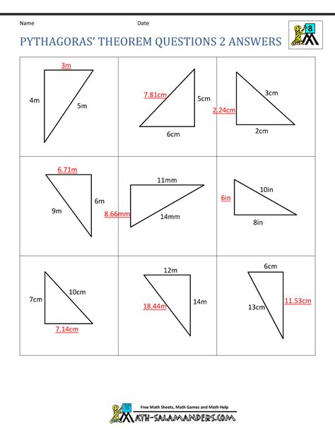 Pythagorean Theorem Worksheet With Answers - Wordworksheet.com