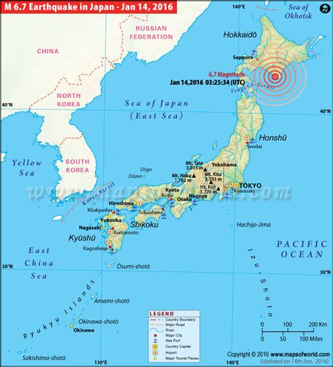 Japan Earthquakes Map, Areas Affected by Earthquakes in Japan