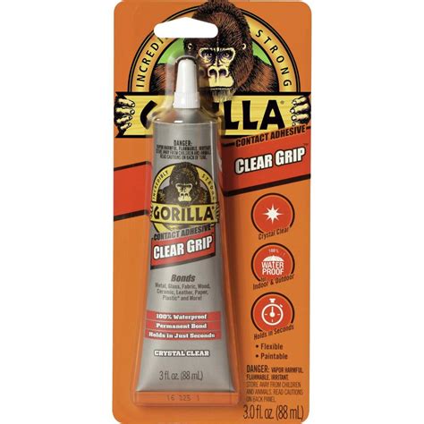 Gorilla Glue Clear Grip Contact Adhesive - 3 fl oz - Indoor, Outdoor ...