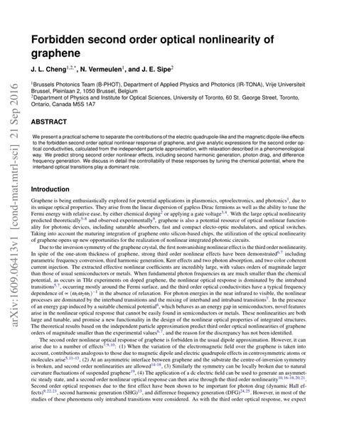 (PDF) Forbidden second order optical nonlinearity of graphene