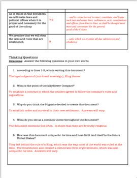 Mayflower Compact: Prove It! Primary Source Analysis by Historically ...