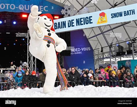 Bonhomme Carnaval raises his leg and celebrates at the annual Quebec ...