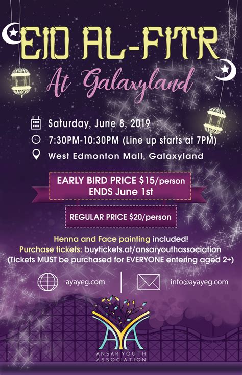 Buy tickets – Eid At Galaxyland – West Edmonton Mall Galaxyland, Sat 8 ...