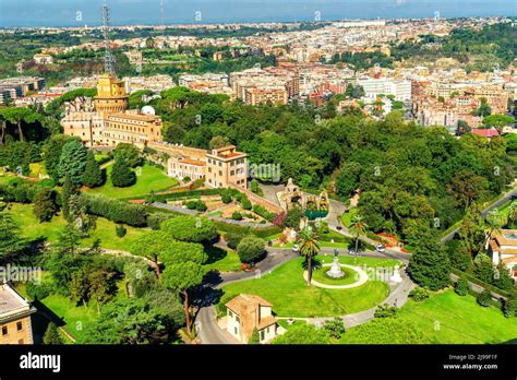 Gardens of Vatican, Rome, Italy. Scenic aerial view of Vatican City ...