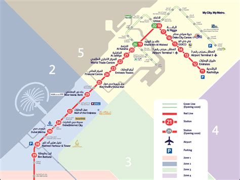 Dubai Metro Map, Red & Green Lines with different Zones, Dubai Metro ...