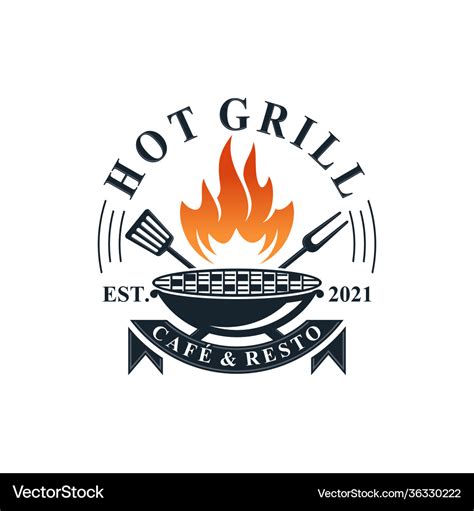 Hot grill logo design Royalty Free Vector Image