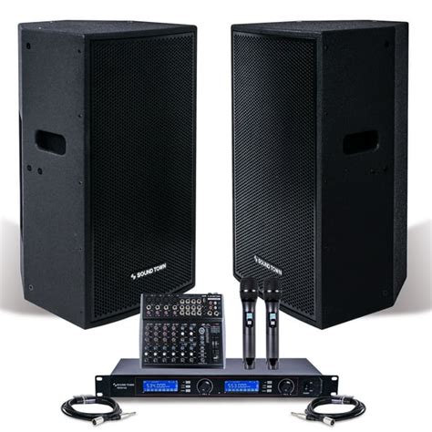 Sound Town Professional PA System with 15" Powered PA speakers, 200 ...