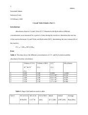 Crystal Violet Lab Report.docx - 1 Adams Savannah Adams Salvatore ...