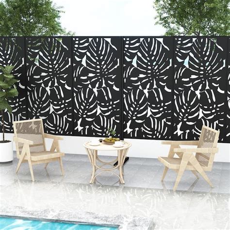 75 in. x 48 in. Black Modern Metal Outdoor Privacy Screen Fence CY-A ...