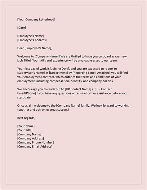 [Top 5] Employee Job Joining Letter Format (Download in Word-.docx)