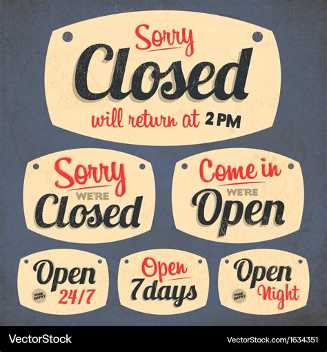 172retro vintage open closed sign collection Vector Image