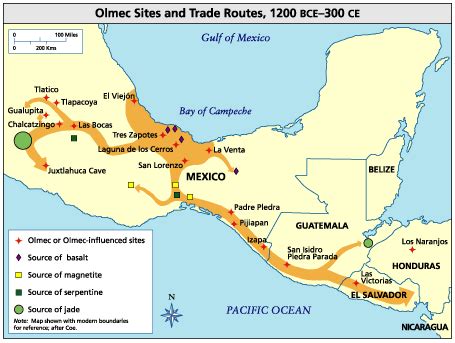 Maps showing the distribution of Olmec sites