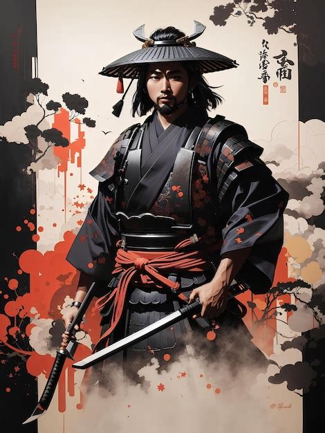 Premium AI Image | Japanese Bushido Samurai Illustration Digital Art 3D ...