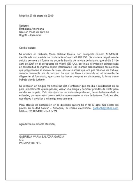 Carta Para La Embajada