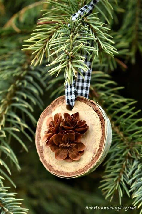 How To Make Simple Rustic Birch And Pine Cone Christmas Ornaments - An ...