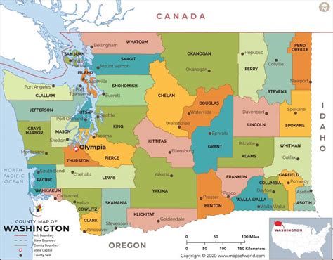 Washington State Map Of Counties – Map Vector