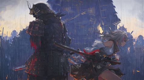 Samurai, Fighting, Anime, Girl, 4K, 3840x2160, #2 Wallpaper PC Desktop