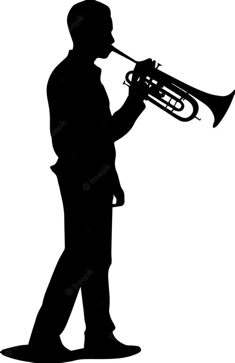 Premium Vector | A black and white of a person playing a trumpet vector