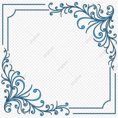 Swirls Border Hd Transparent, Blue Swirl Border Frame, Loral, Flourish ...