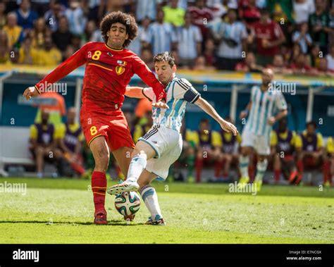 Marouane Fellaini and Lionel Messi. Argentina v Belgium, quarter-final ...