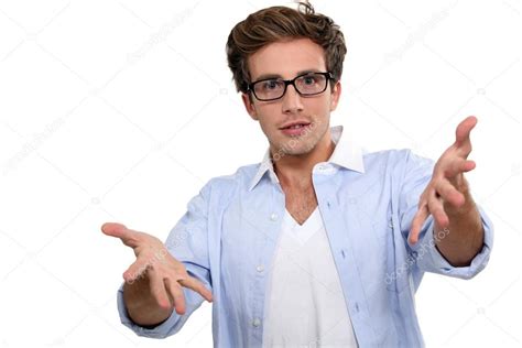 Man with glasses explaining — Stock Photo © photography33 #14721893