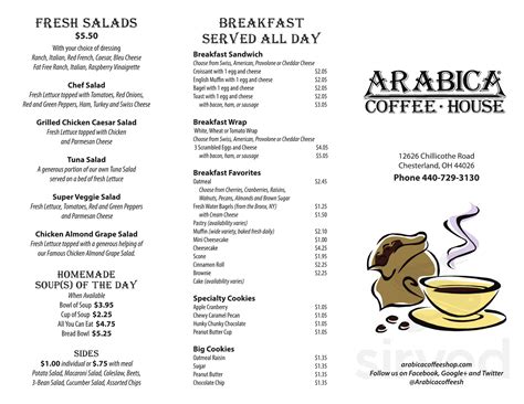 Menu for Coffee Works in Chesterland, OH | Sirved