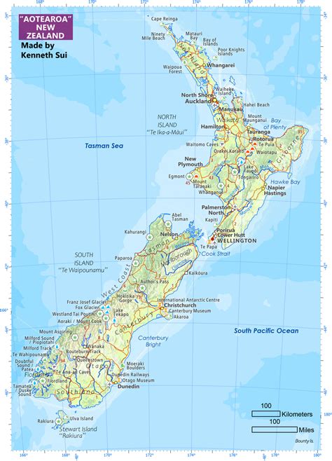 Travel Map of New Zealand / Aotearoa.... - Maps on the Web