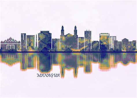 Managua Skyline Mixed Media by NextWay Art - Fine Art America