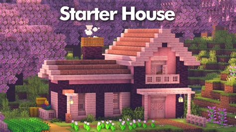 Minecraft | How to build a Cherry Blossom Starter House [Tutorial ...