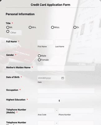 Credit Card Application Form Template | Jotform