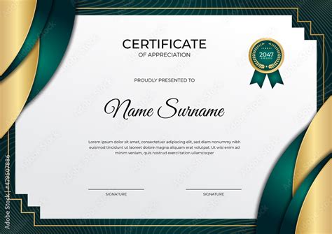 Luxury shine golden green certificate design template Stock Vector ...