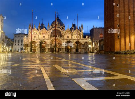 Piazza San Marco square at night Stock Photo - Alamy