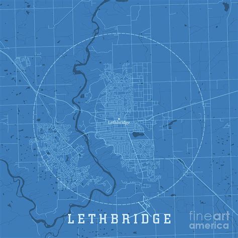 Lethbridge Alberta City Vector Road Map Blue Text Digital Art by Frank ...