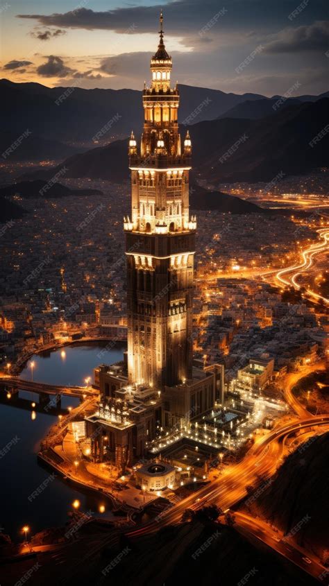 Premium AI Image | A photo of Mecca from an aerial view the clock tower ...