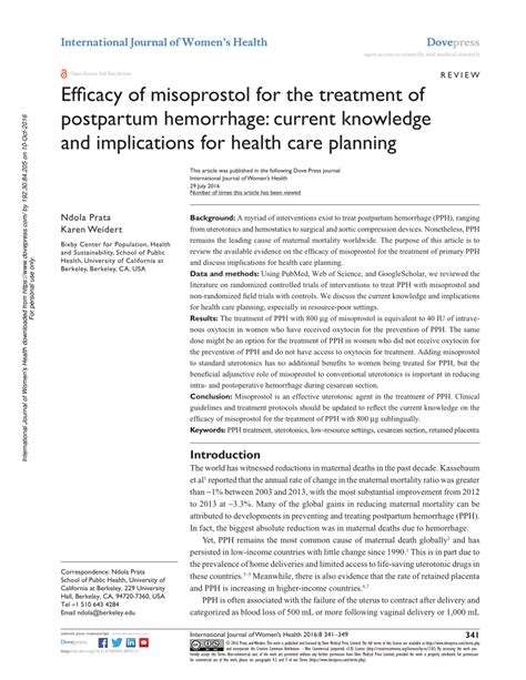 (PDF) Efficacy of misoprostol for the treatment of postpartum ...