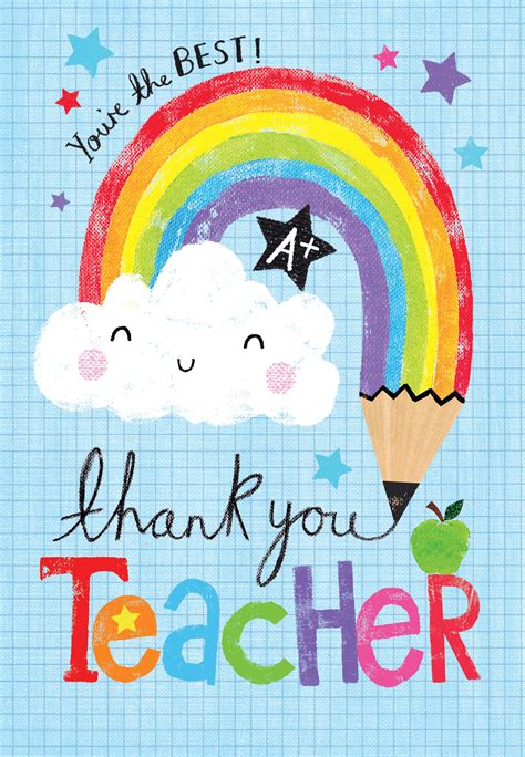 Rainbow Pencil - Thank You Card For Teacher | Greetings Island | Happy ...