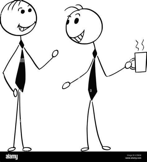 Cartoon stick man illustration of two men male business people Stock ...