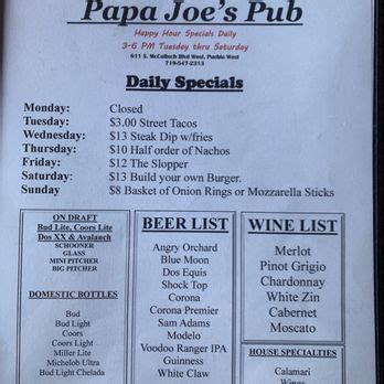 PAPA JOE’S PUB - Updated December 2024 - 611 S McCulloch Blvd W, Pueblo ...