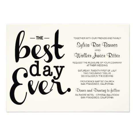 Ivory - Best Day Ever - Wedding Invitation 5" X 7" Invitation Card | Zazzle