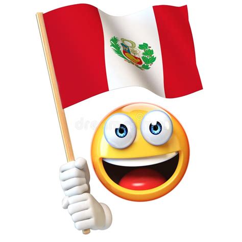 Emoji Holding Peruvian Flag, Emoticon Waving National Flag of Peru 3d ...