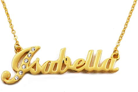 Amazon.com: Isabella Name Necklace Personalized 18K Gold Plated Dainty ...