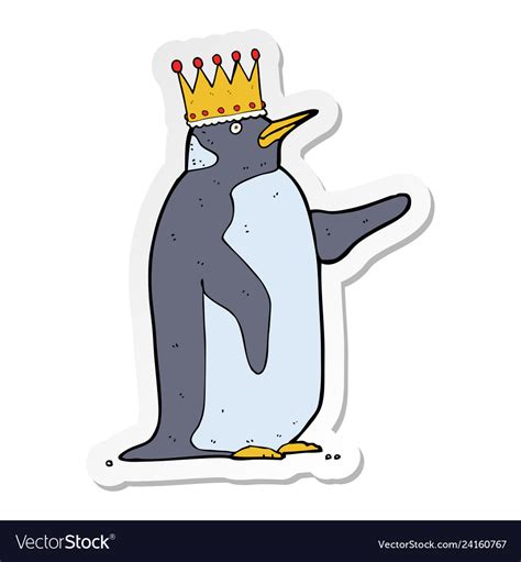 Sticker of a cartoon penguin wearing crown Vector Image