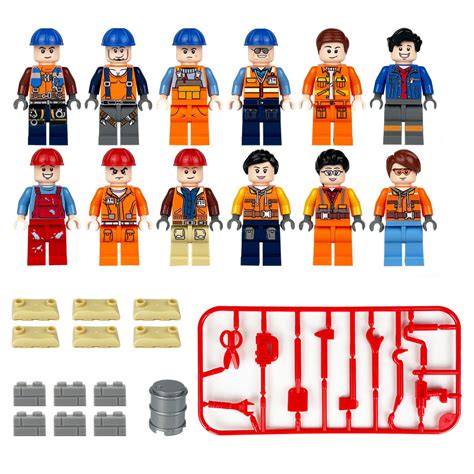 12pcs American construction workers Minifigures Lego Compatible ...