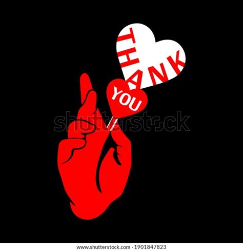 Thank You Vector Sign Red Heart Stock Vector (Royalty Free) 1901847823 ...