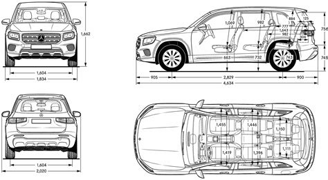 Mercedes-Benz GLB-Class 2019 Blueprint - Download free blueprint for 3D ...